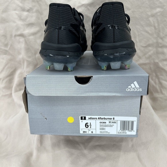 Adidas Baseball Cleats Mens/Boys 6.5 Black Adizero Afterburner 8 Softball Metal‎ - Picture 6 of 6